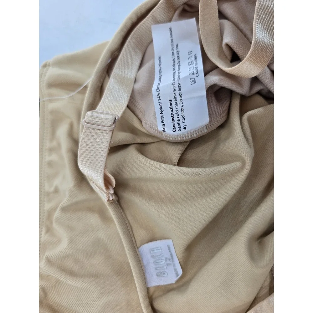 NWT Bloch Girls' Adjustable Strap Camisole‎ Leotard - Color Sand- Size 12